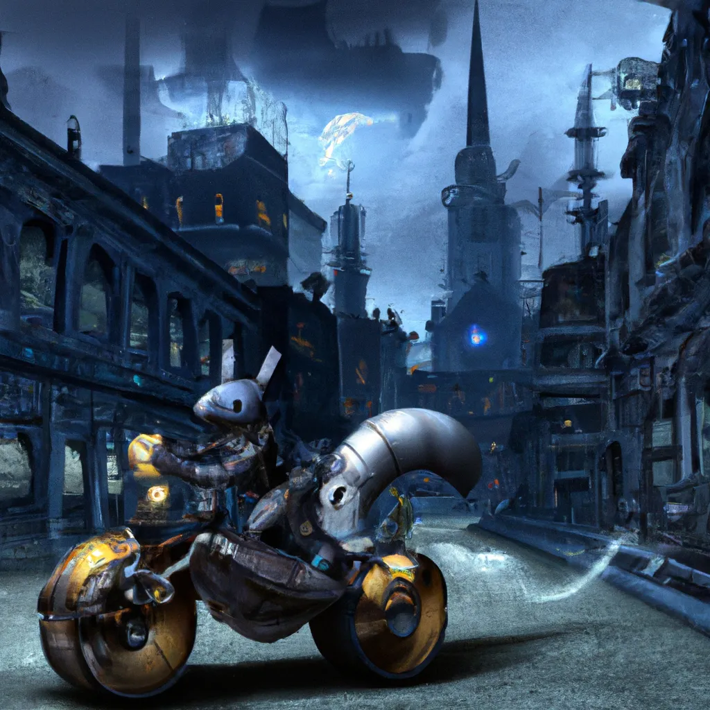 Prompt: A pokemon riding a motorcycle in a steampunk futuristic city, running away from police, digital art