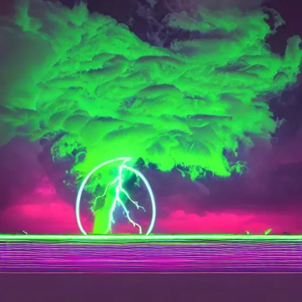 Prompt: thunderstorm realistic neon green