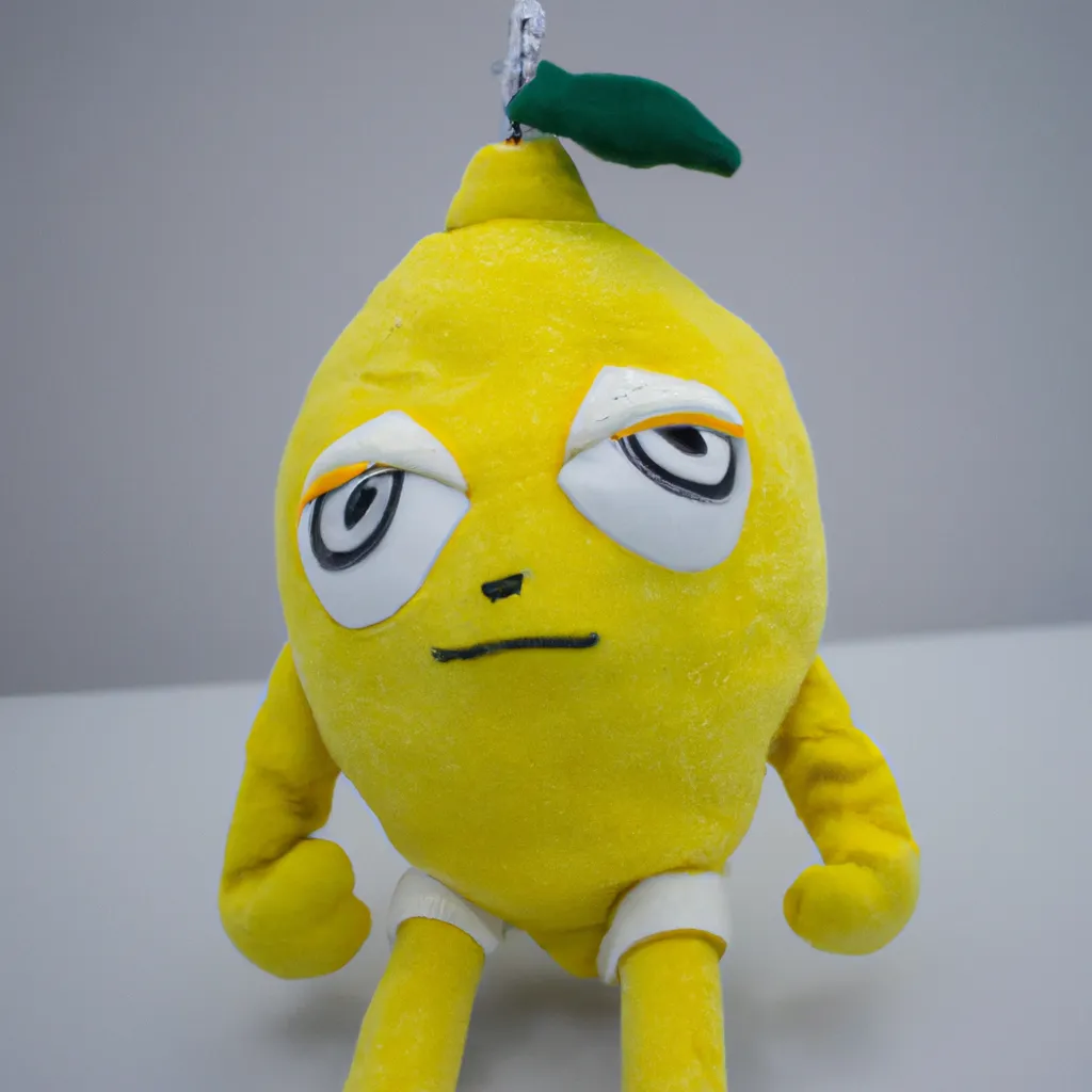 Prompt: a lemon character plushy, plush toy lemon