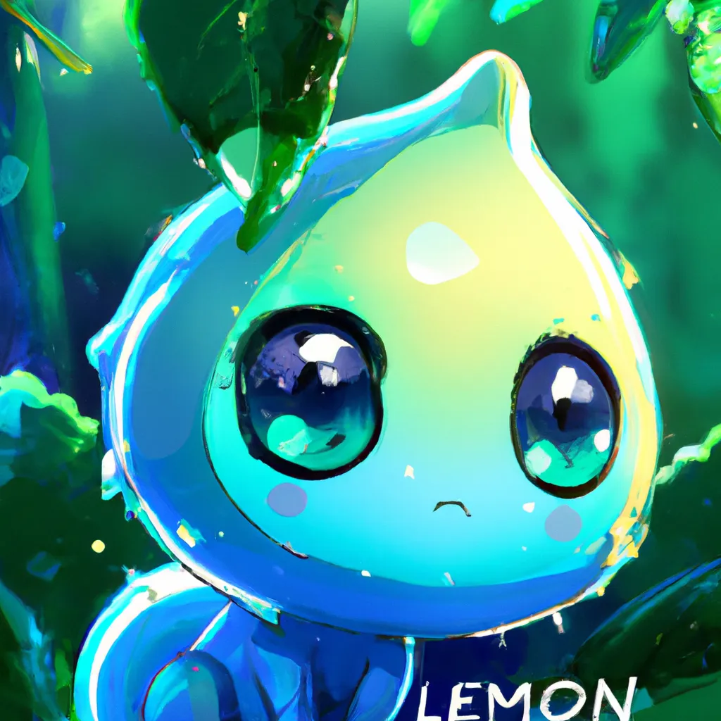 Prompt: Key Disney Visual of an enthusiastic  cute anime lemon critter , background is a forest, green and dark blue colour palette; Digital art, trending on artstation, Photorealistic Illustration, anime key visual, cinematic, Ultra Detailed , trending on pixiv, kawaii eyes