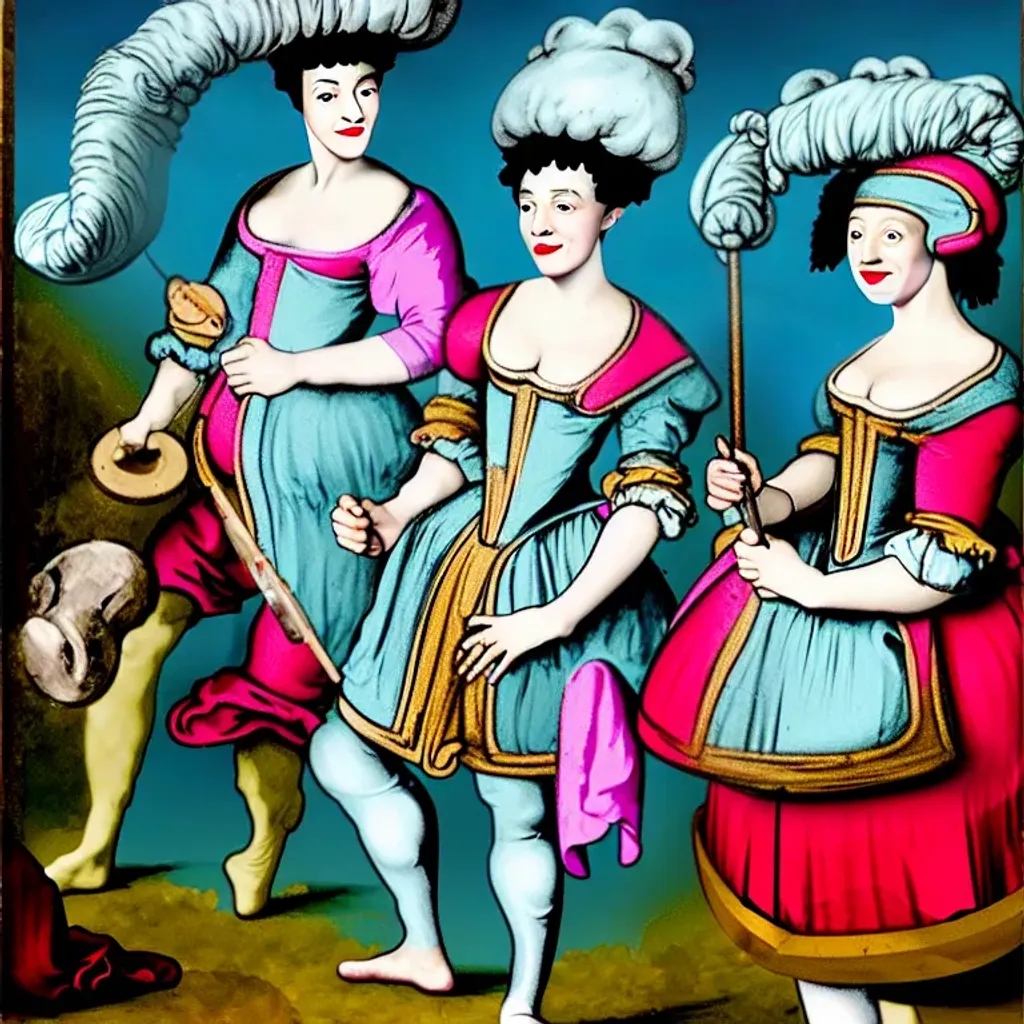 Prompt: 17th Century French Farce Theatre in the style of seapunk