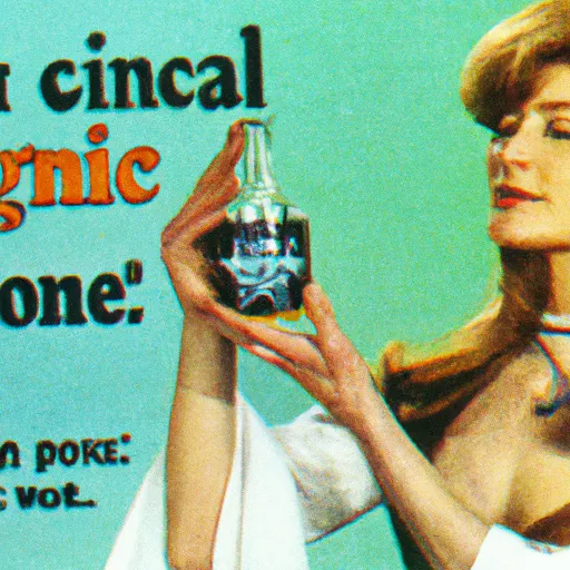 Prompt: A 1960s advertisement featuring an attractive young Witch disguised as a woman advertising an effervescent health tonic that Is also a love potion