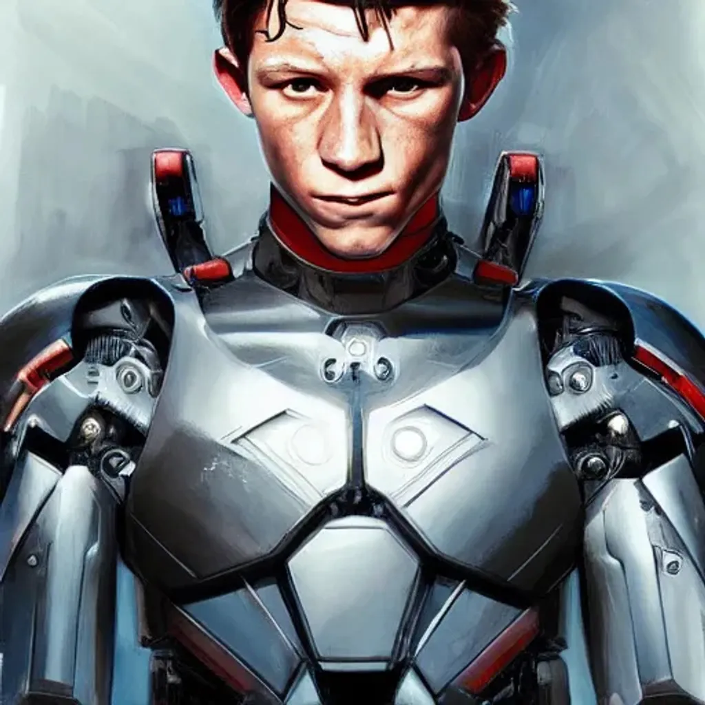 Prompt: Tom Holland Cyborg, by Dave Dorman, by Aleksi Briclot