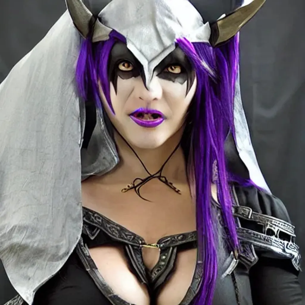 Prompt: dark elf sorceress. cosplay.