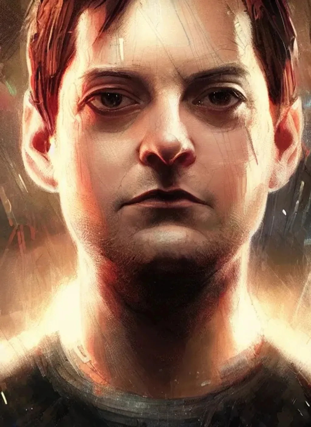 Prompt: Tobey Maguire, intricate Three-point lighting portrait, by Ching Yeh and Greg Rutkowski, detailed cyberpunk in the style of GitS 1995