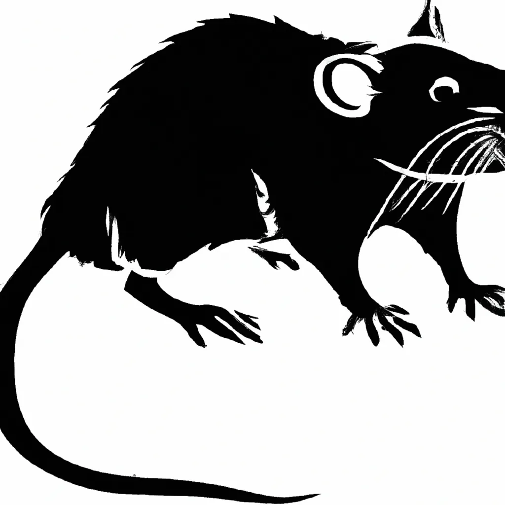 Prompt: rat stencil drawing monochrome