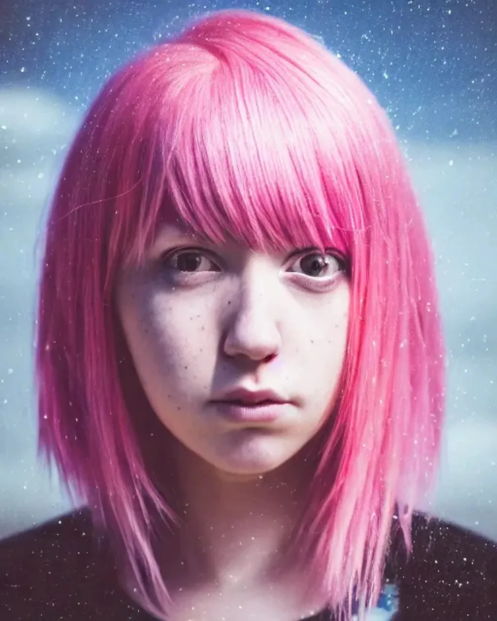 Prompt: portrait of emo woman with pink hair and a cute face, centered, scenic background, perfect composition, hyperrealistic, photorealism, 85mm lens, canon eos r5, super detailed, 32k, high quality, trending on artstation, sharp focus, studio lighting, intricate details, hyperdetailed photography by greg rutkowski, dino tomic