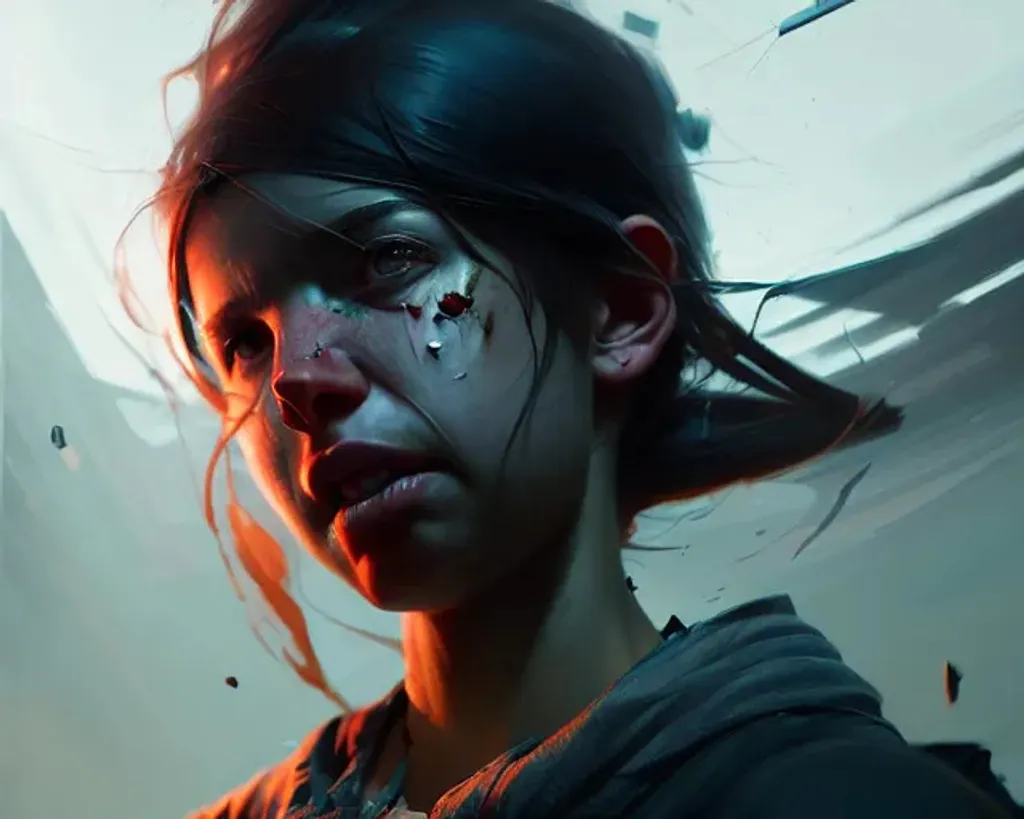 Prompt: Portrait of a girl channeling their anger into a destructive force, highly detailed, digital painting, concept art, smooth, sharp focus, illustration, Unreal Engine 5, 8K, art by Greg rutkowski