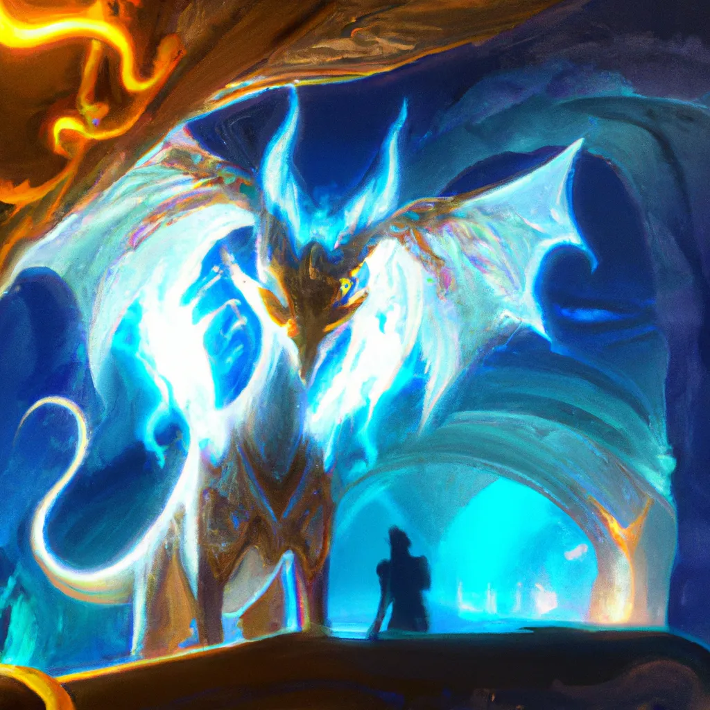 Prompt: Beautiful mythological creature in front of a glowing cave, extreme detail, high clarity, digital art 