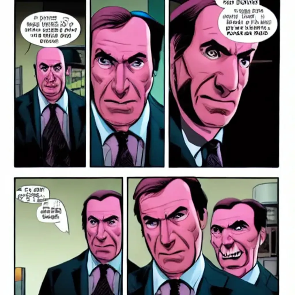 Prompt: Saul Goodman as a supervillain in a comic