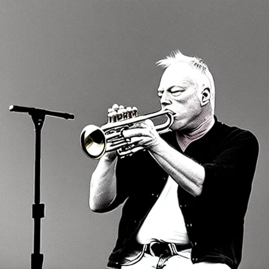 Prompt: David Gilmour playing trumpet