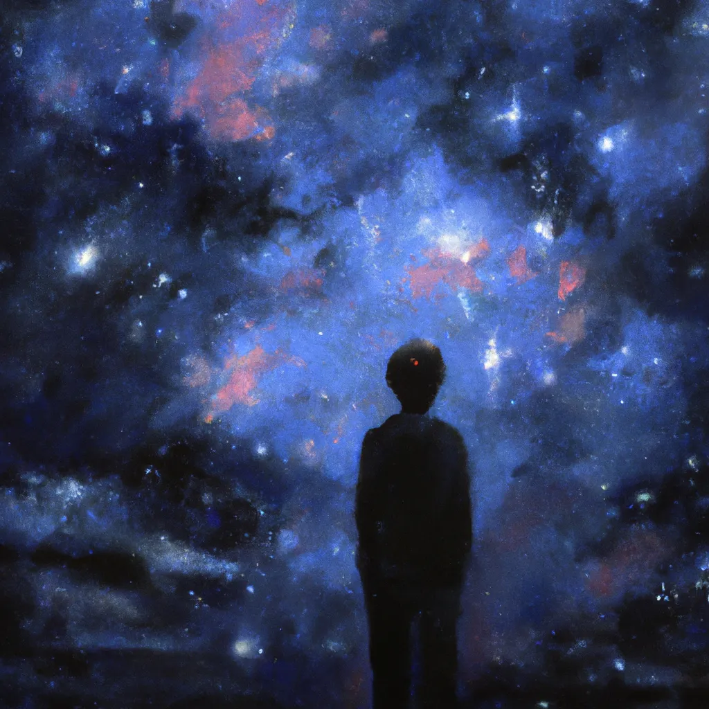 a painting of a person standing in front of a sky fu... | OpenArt