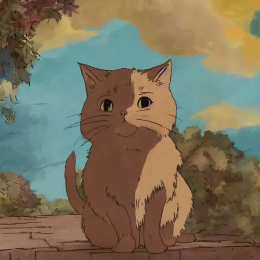 Prompt: A cat in the style of studio ghibli
