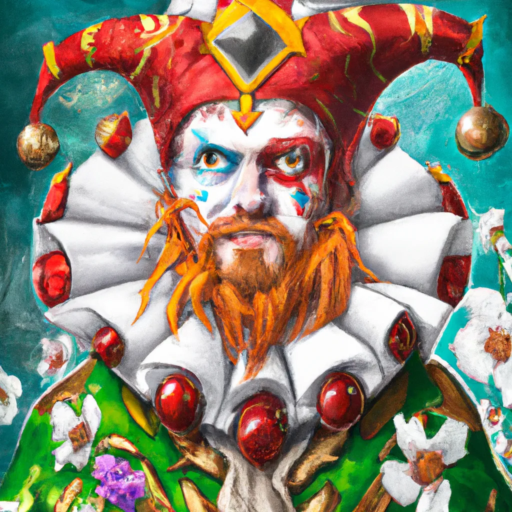 Prompt: CRPG portrait of a heroic clown knight. Colorful and maximalist fantasy art.