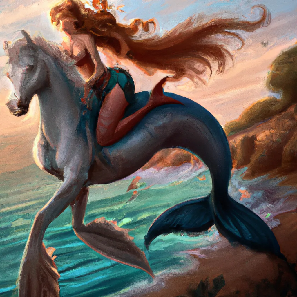 Prompt: A mermaid riding a centaur, digital art, very detailed, fantasy illustration, hyperrealist, anime style