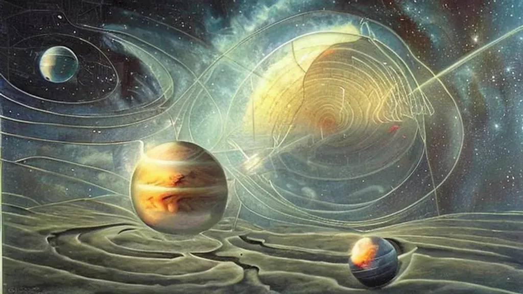Prompt: Liminal space in outer space by Johfra Bosschart