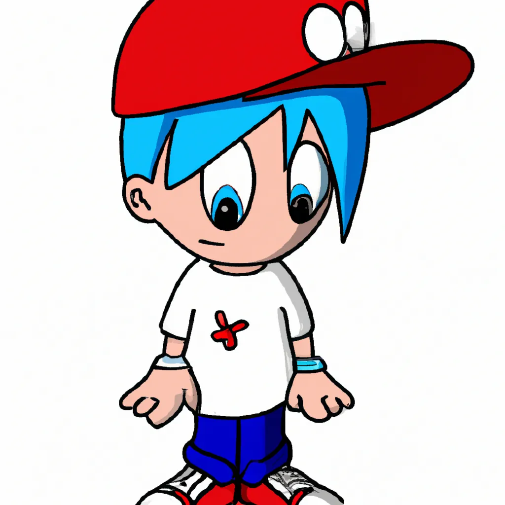 A Cartoon Character Little Boy With Cyan Hair A Bac a-cartoon-character-little-boy-with-cyan-hair-a-bac