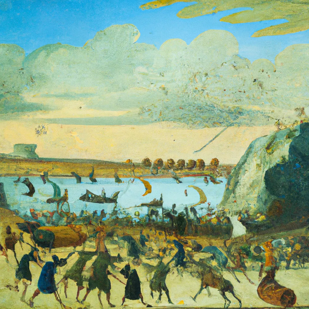 Prompt: Battle of Salamis,Greece, 480BC, Flemish style painting