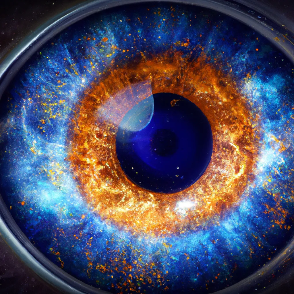 Prompt: (photorealistic human eye) iris made of gold and neon blue galaxies, stars, nebula, in the style of futurism, futurism eye art, splash art, rich deep colors, professional composition, award-winning matte painting, 32k poster art, HSV, shot on a Nikon Z9, bokeh effect, magical lighting