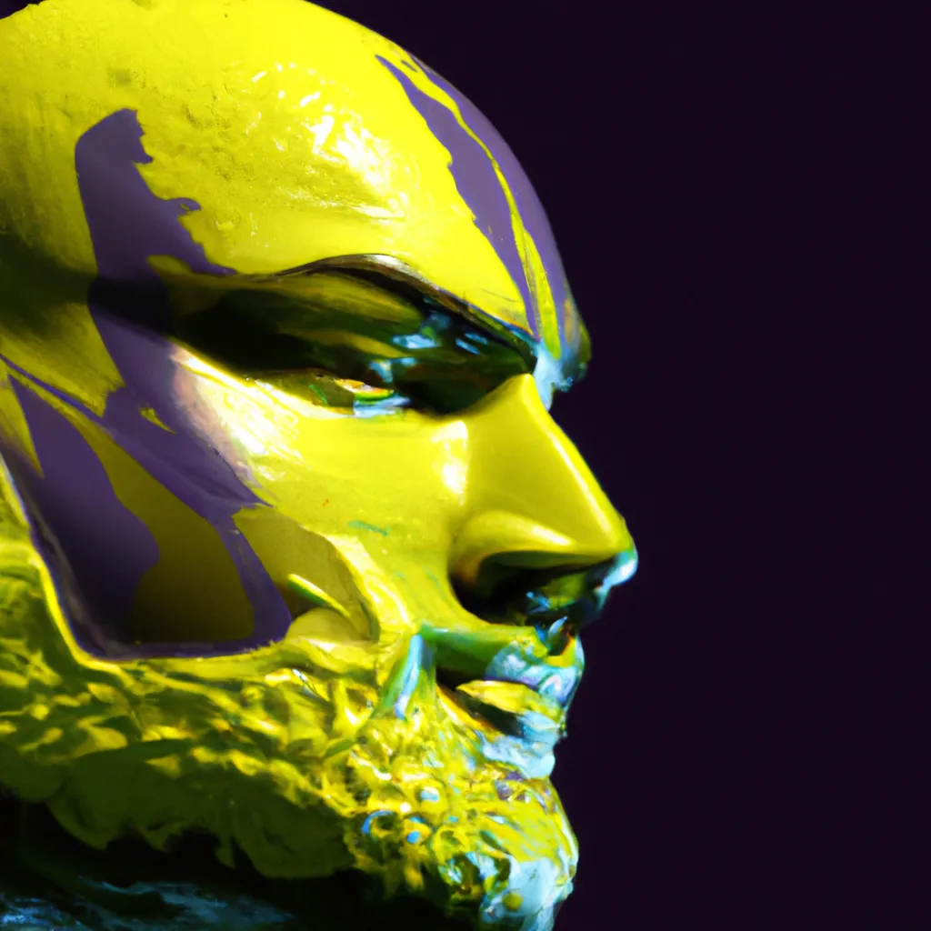 Prompt: lemon by Ben templesmith, octane render, superhero portrait of black light paint, splashes of colors, comic book art, sculpture, highly detailed, unreal engine