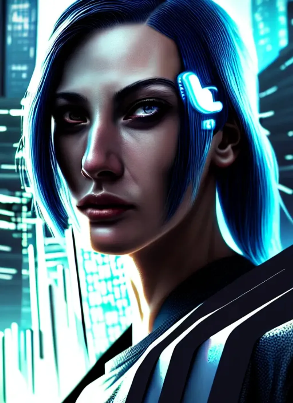 Prompt: Extremely detailed portrait of cyberpunk random character, extremely detailed cyberpunk street hyperrealistic background , 8k, high quality, concept art, trending on artstation, sharp focus, studio photo, intricate details, hyper detailed

