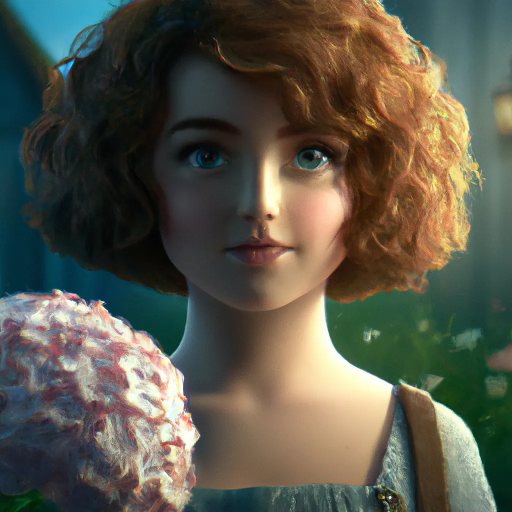 Prompt: a highly detailed epic cinematic concept art CG render digital painting artwork Beautiful young woman with hazel eyes, curly auburn hair, hydrangea blossom, full moon, romantic,  trending on ArtStation, cinematic colors, rendered in Maya, Blender and Photoshop, octane render, golden ratio composition, cinematic atmosphere, dynamic dramatic cinematic lighting, precise correct anatomy, aes