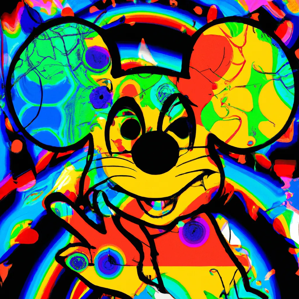 Prompt: Psychedelic Mickey Mouse portait