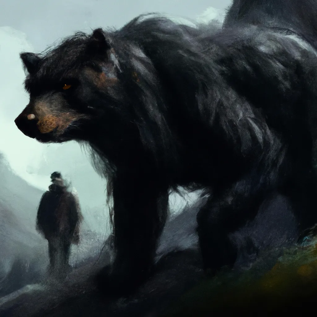 Prompt: A dark Bear, digital painting, trending on Artstation, masterpiece, concept art, dark fantasy, painting by Greg Rutkowski