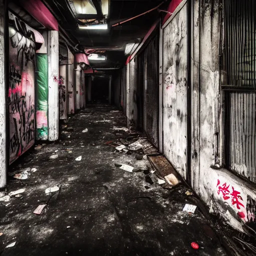 abandoned chinese market, liminal space, creepy peop... | OpenArt