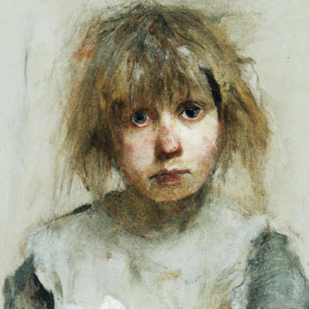 Prompt: Girl With Dirty Face and Messy Hair, London, 1880, by Edgar Degas