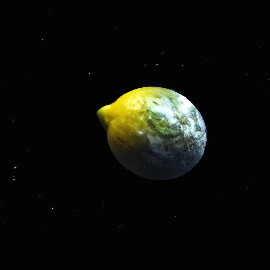 Prompt: A lemon in space, captured from the international space station