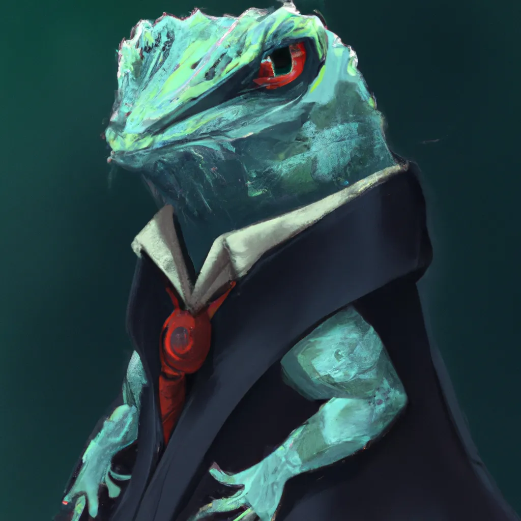 Prompt: A realistic lizard dressed in Japanese clothing, digital art 