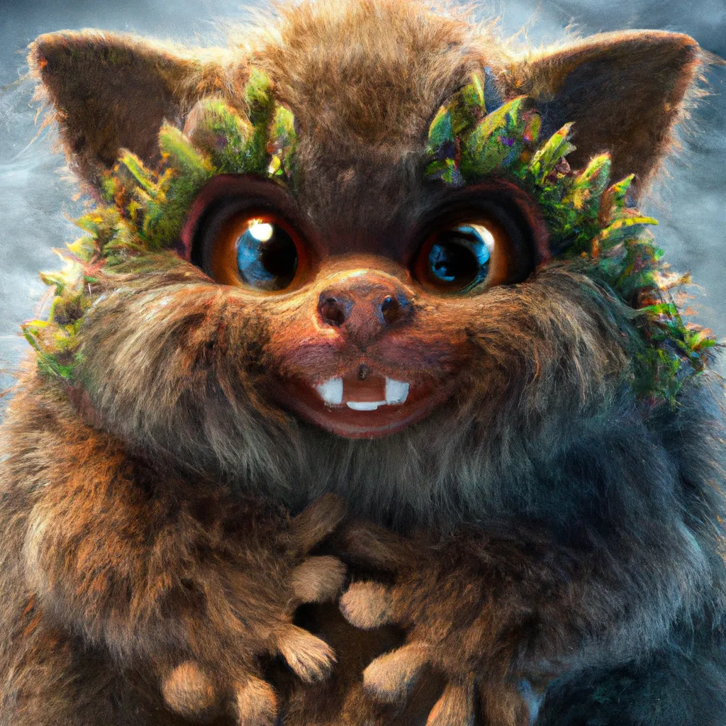 Prompt: Ultra high Quality photo |A cute little furry monster  is serving Dali and Escher and Klarwein posing as cute furry monster beasts | video game character  | made out of flora fauna | fine details and expressions | ice age | ultra high resolution octane  | midjourney | centered | photo realistic | upscale | by Artgerm Artstation 