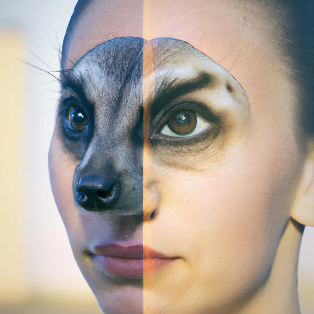 Prompt: A photo of a cute young woman's head combined with a 3D render of a hybrid meerkat head. Epic film poster style.