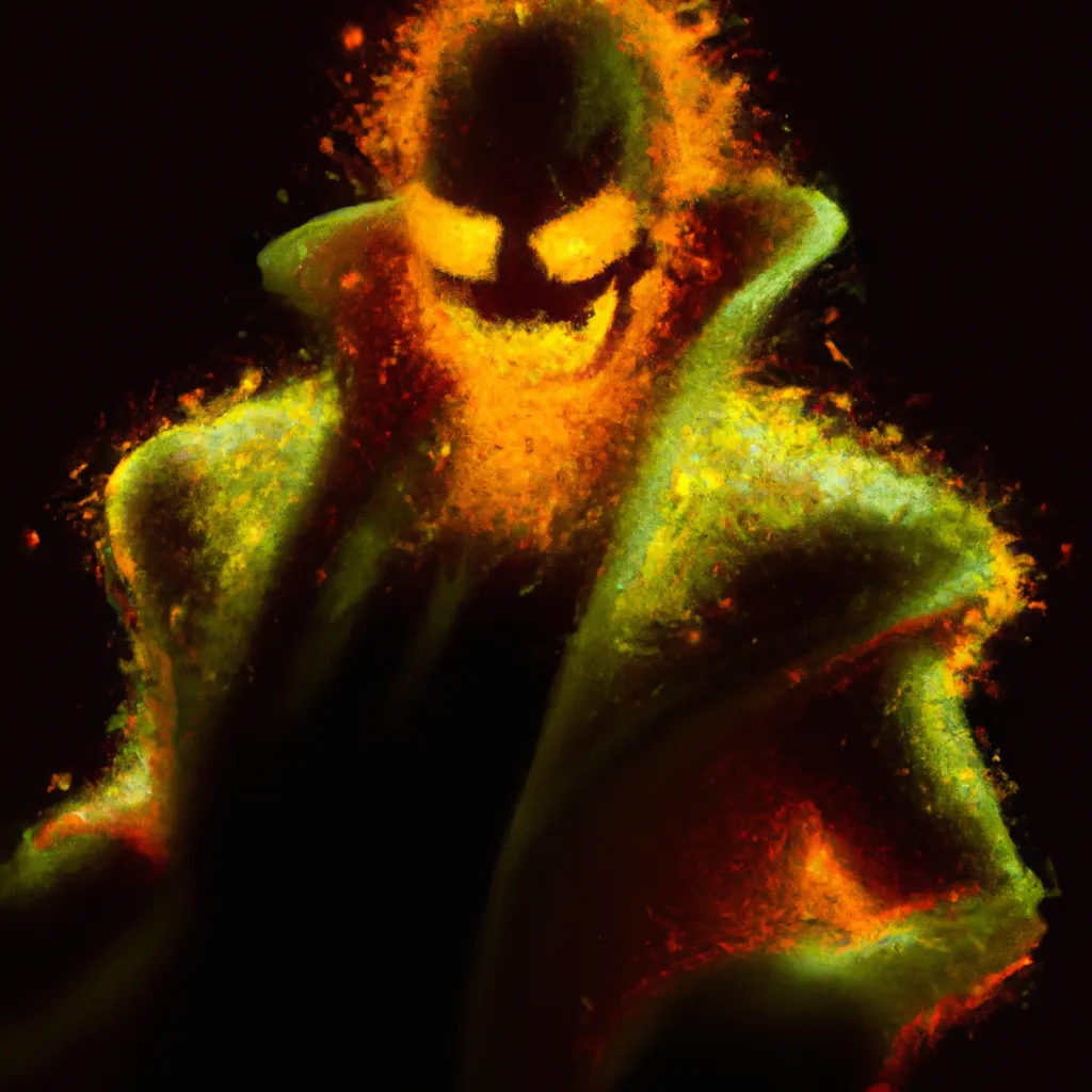 Prompt: a diffuse 3D brownian motion of soft glowy particles, out of the shadows we see more and more clearly a hyper realystic, full body human-like Jack o' Lantern character appearing like a prophet of epic darkness, hard texture, Marvel villains, Comic books art, trending on Deviantart, digital painting by Lucas CorddaWork, Hypoflyse, jared krichevsky, and BillCreative and Ian Singh