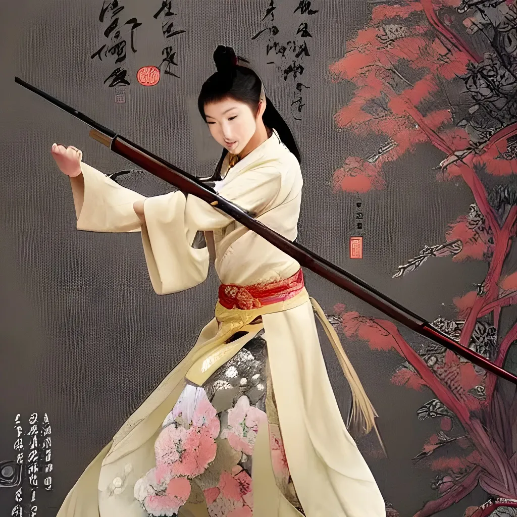 Prompt: An epic fantasy wuxia illustration portrait of a beautiful Chinese female cultivator wearing military hanfu shooting a target with one remington shotgun, full body XIANXIA, manga, Chinese temple, intricate linework, depth of field by Yoji Shinkawa 4k -n 4 -i, pi, artstation, pixiv, artgerm, unreal engine, masterpiece, bright colours, high quality