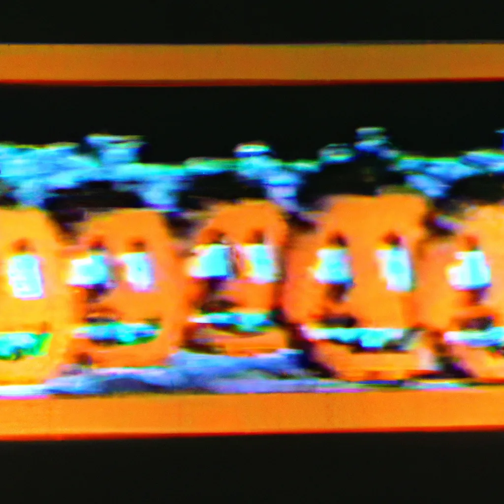 Prompt: A heavily distorted 1993 VHS footage of a thousands of jack-o-lanterns in a American home