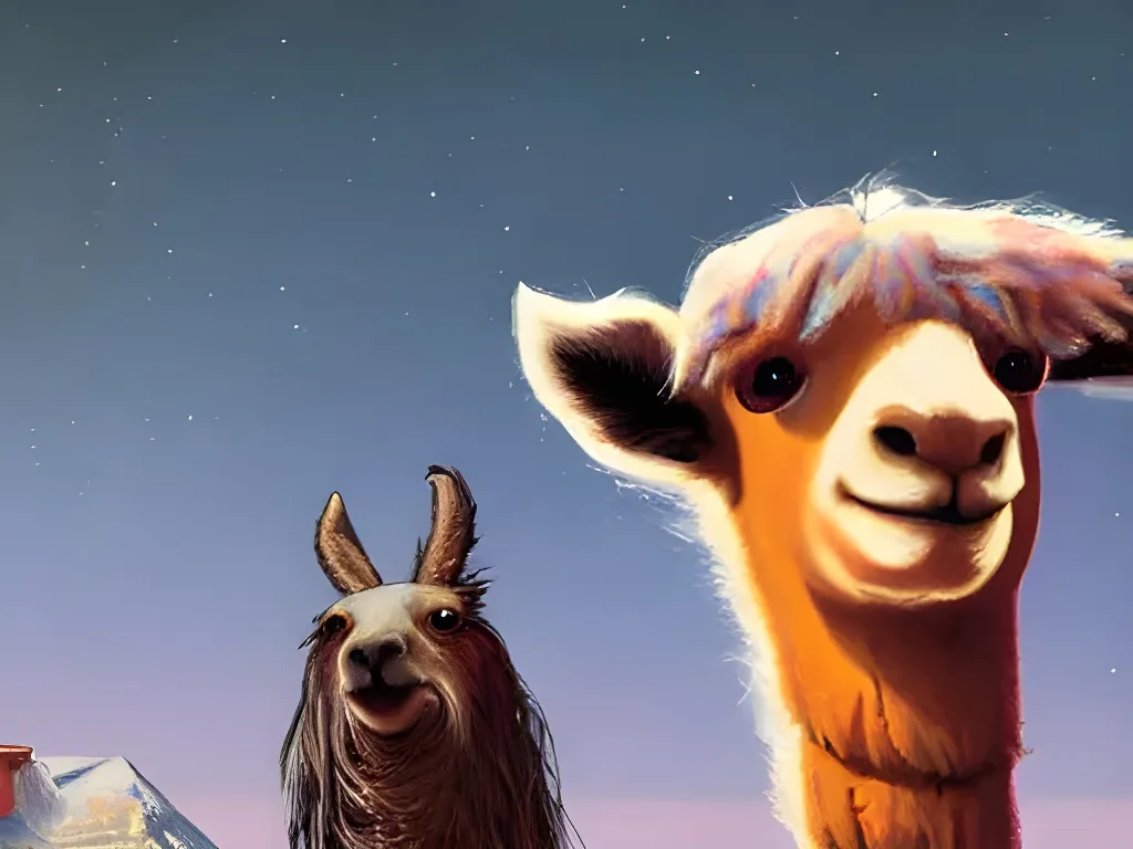 Prompt: 8k photoof Piet with a LLama at a bar, by Simon Stålenhag and Willem van Veldhuizen and Jordan Grimmer and Hans Ruedi Giger, vivid, colorful, Extreme Detail