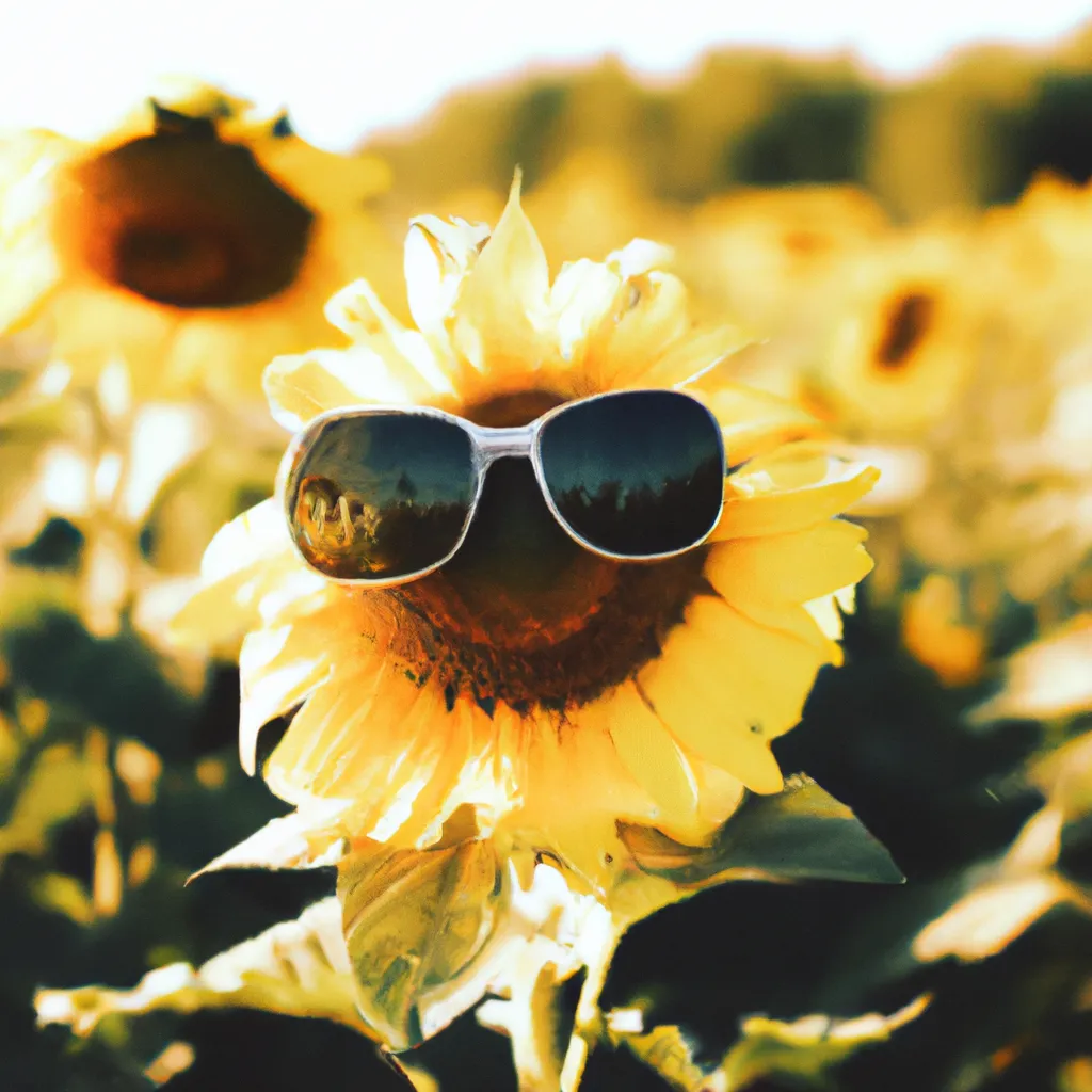 A Photograph Of A Sunflower With Sunglasses On In Th Openart