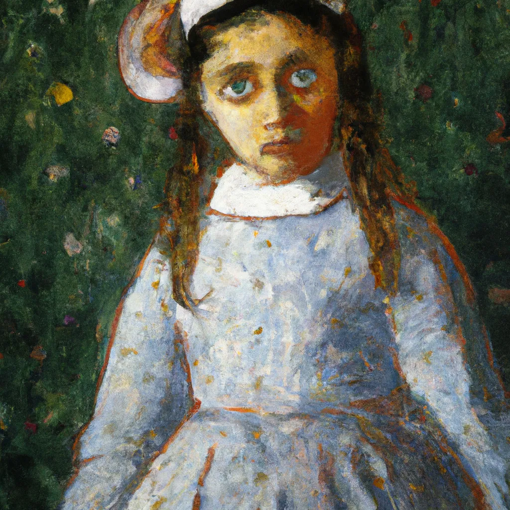 Prompt: Pie Eyed Girl, 1880, by Claude Monet