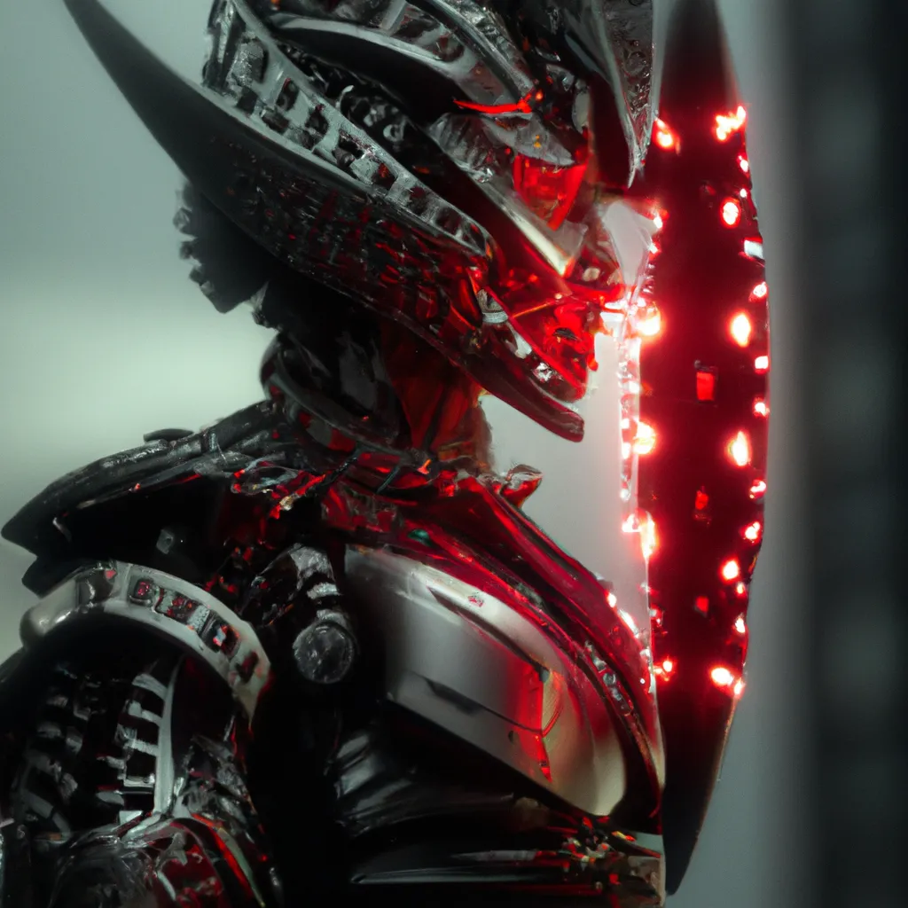 Prompt: Portrait of Cosmic Cyborg with red spikes wearing crystal armour, close-up, cinematic, full hd, highly detailed, digital, trending in artstation, sharp focus, smooth, 8k, 80mm lens