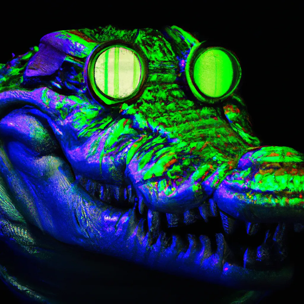 Prompt: cyberpunk alligator, portrait