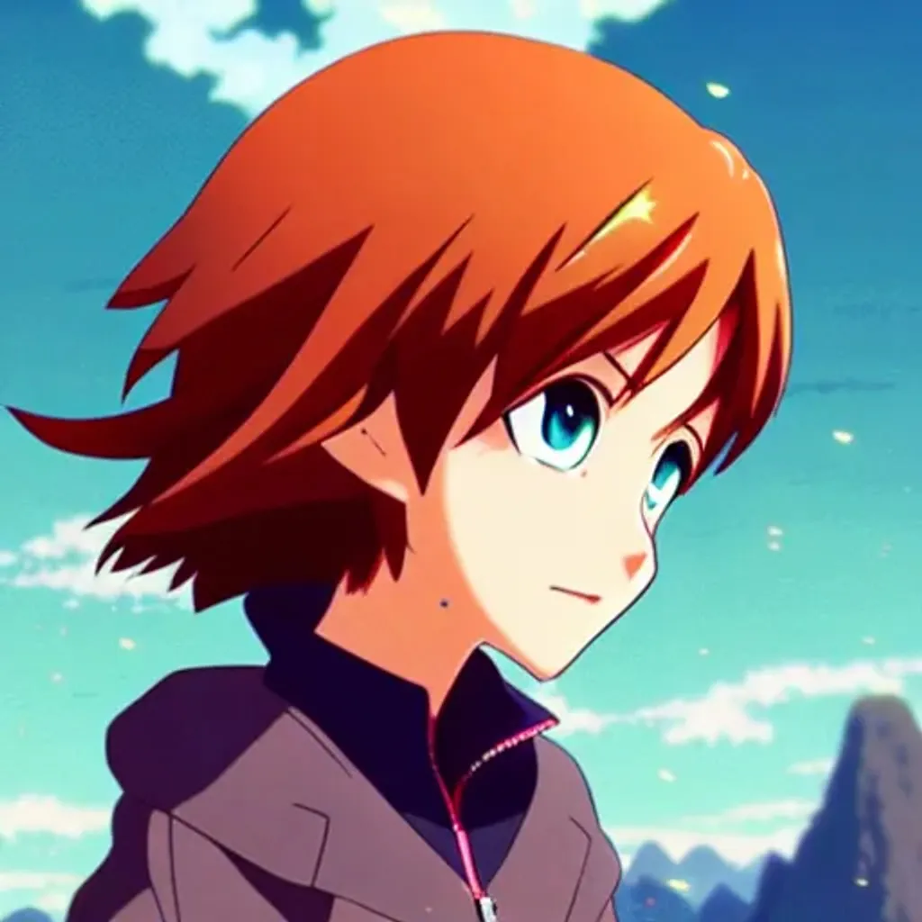 Prompt: 2d, a picture of anime female from disney pixar movie and red hair and curly hair, small eyes, in mountain hill, anime style, anime face, anime nose, anime eyes, anime hair, anime lips, anime, anime by ilya kuvshinov