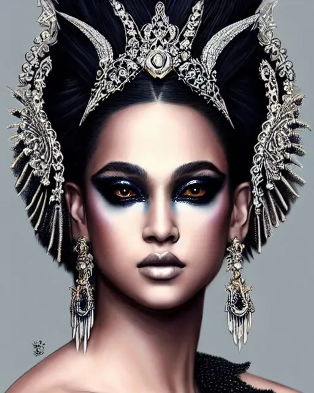 Intricate 3/4 view portrait of a black swan goddess,... OpenArt