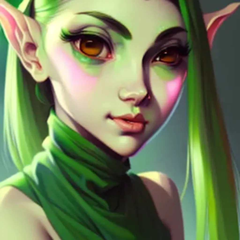 Face Portrait Of A Female Goblin With Green Skin Sm 2423