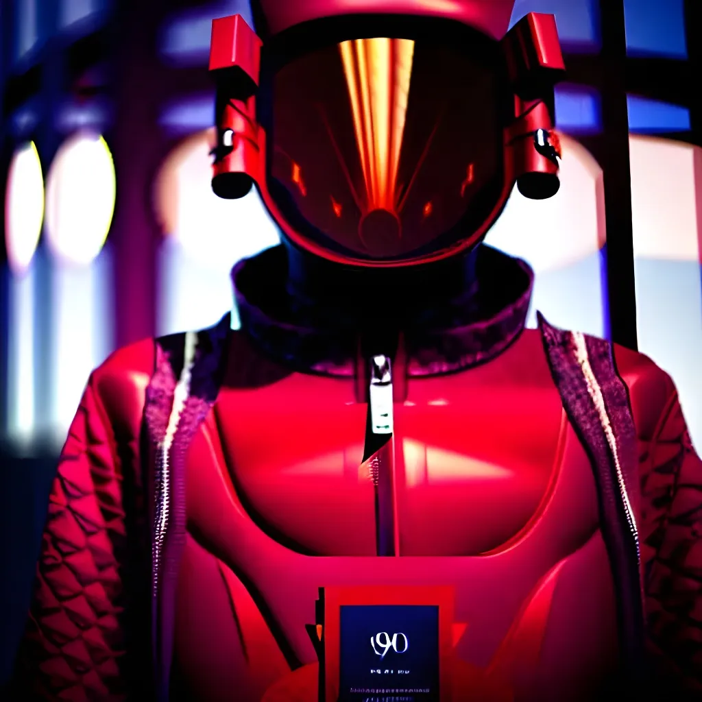 Prompt: Moody Portrait of a red Futuristic Cyberpunk Space Suit,facing towards the camera with swagger,Cinematic Stanley Kubrick movie still, 8K, digital art, unreal engine 5 render, octane render, photorealistic, photography, professional lighting and composition, award winning, intricate details, iconic 