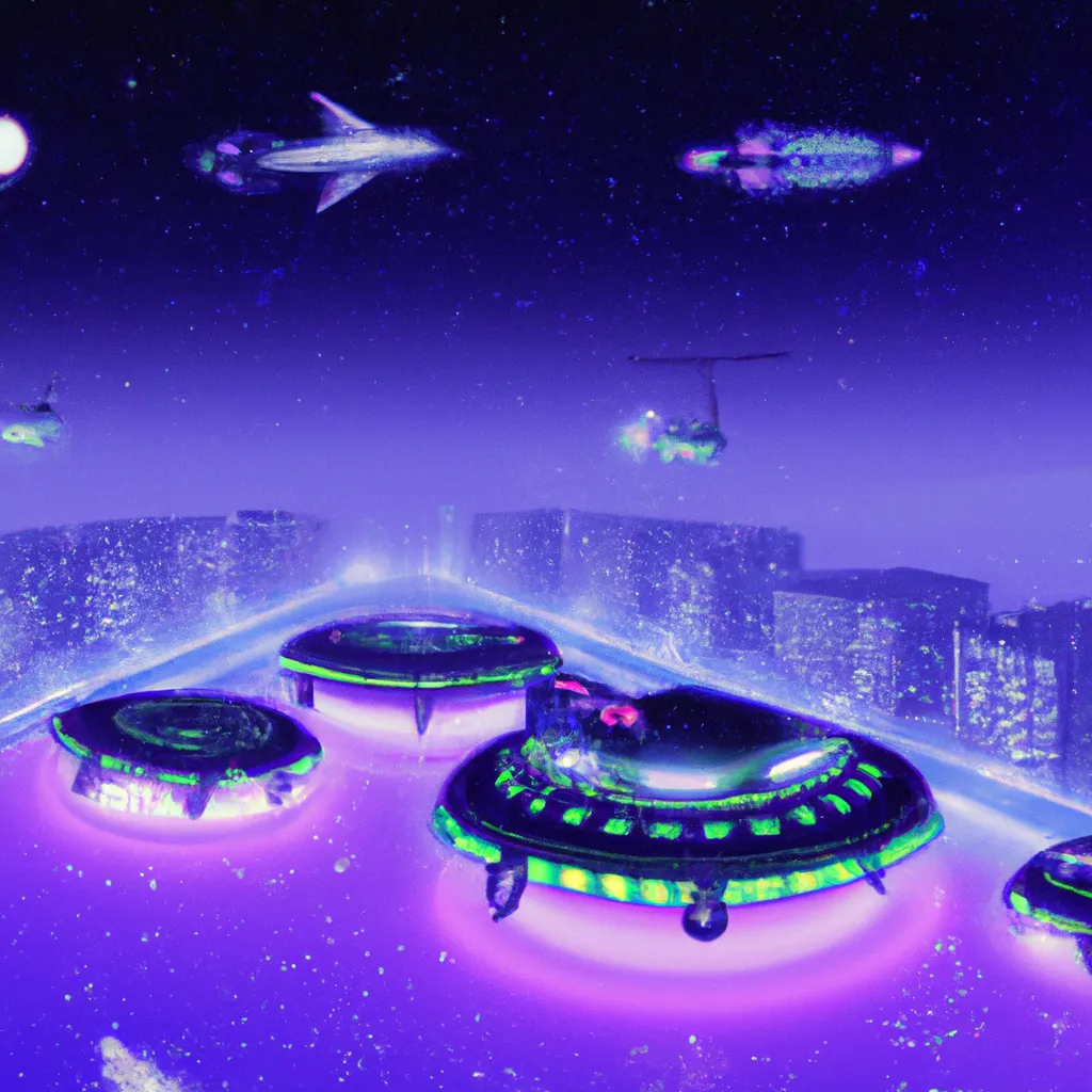 Prompt: Holographic city at midnight having flying cars and coastal areas with anchoring ships and a busy airport, lights, wide angle lens 