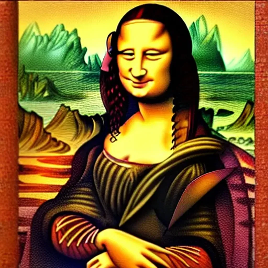 Prompt: combination of mona lisa in aboriginal art style
