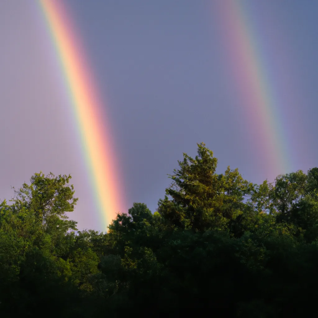 Double Rainbow, Forest In Foreground 