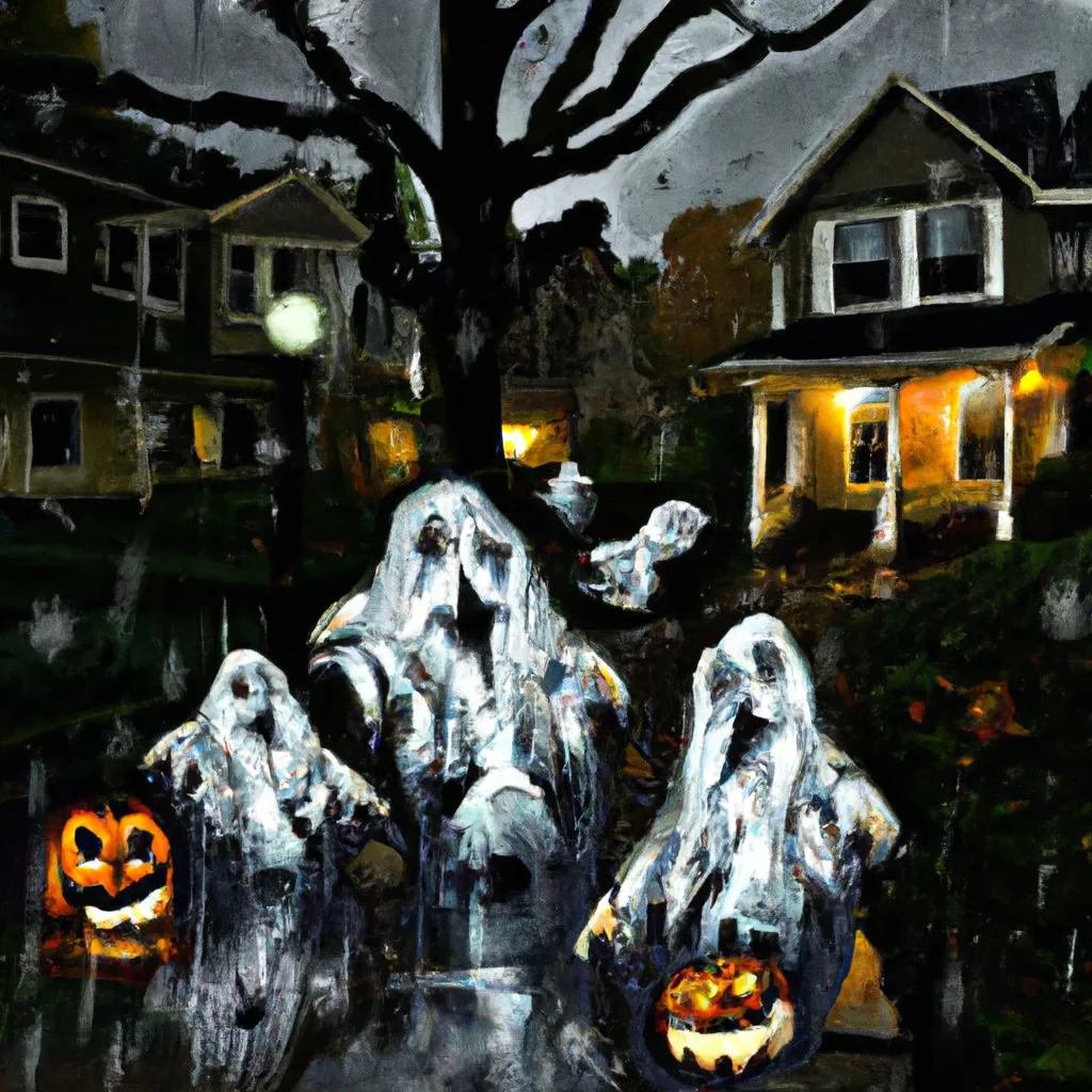 Halloween goblins and ghosts out in the rain , spook... | OpenArt